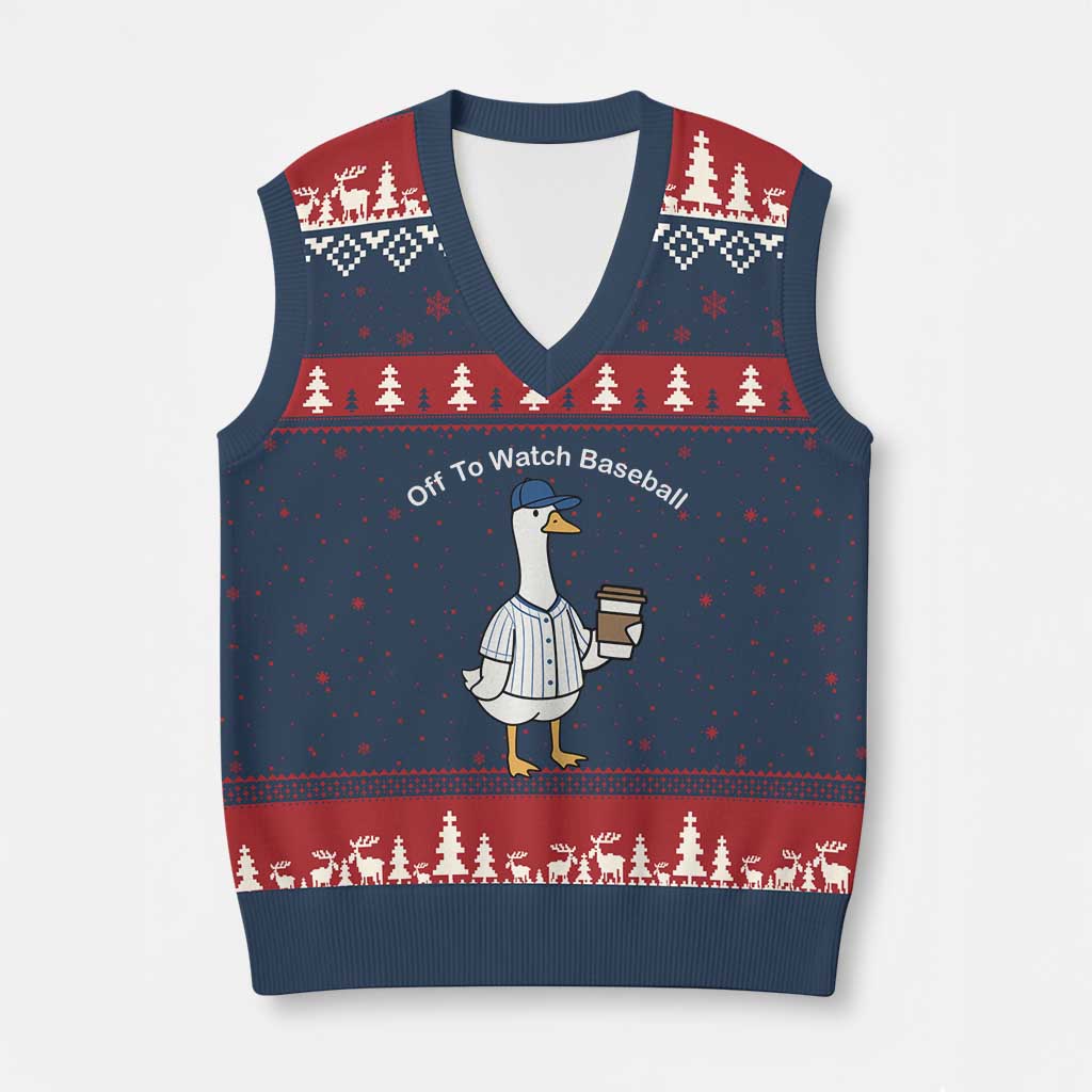 Funny Baseball Mom Goose V-Neck Knit Sweater Vest Funny Sports Game Day