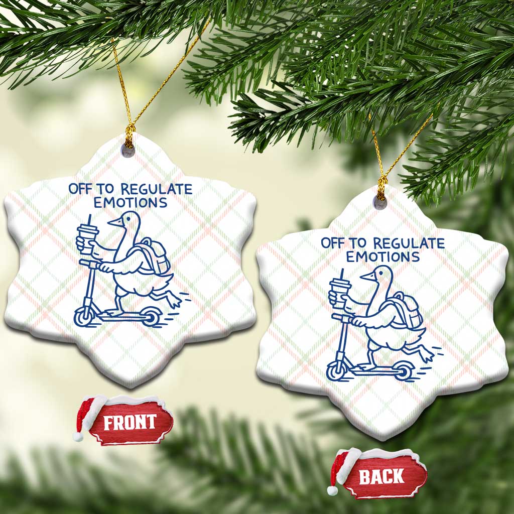 Funny Goose Psychologist Ceramic Ornament Off To Regulate Emotions Mental Health Counselor