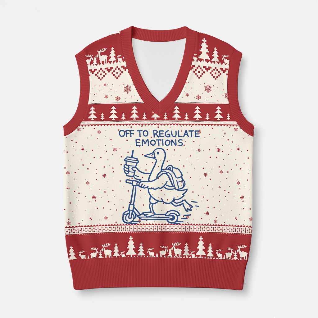 Funny Goose Psychologist V-Neck Knit Sweater Vest Off To Regulate Emotions Mental Health Counselor