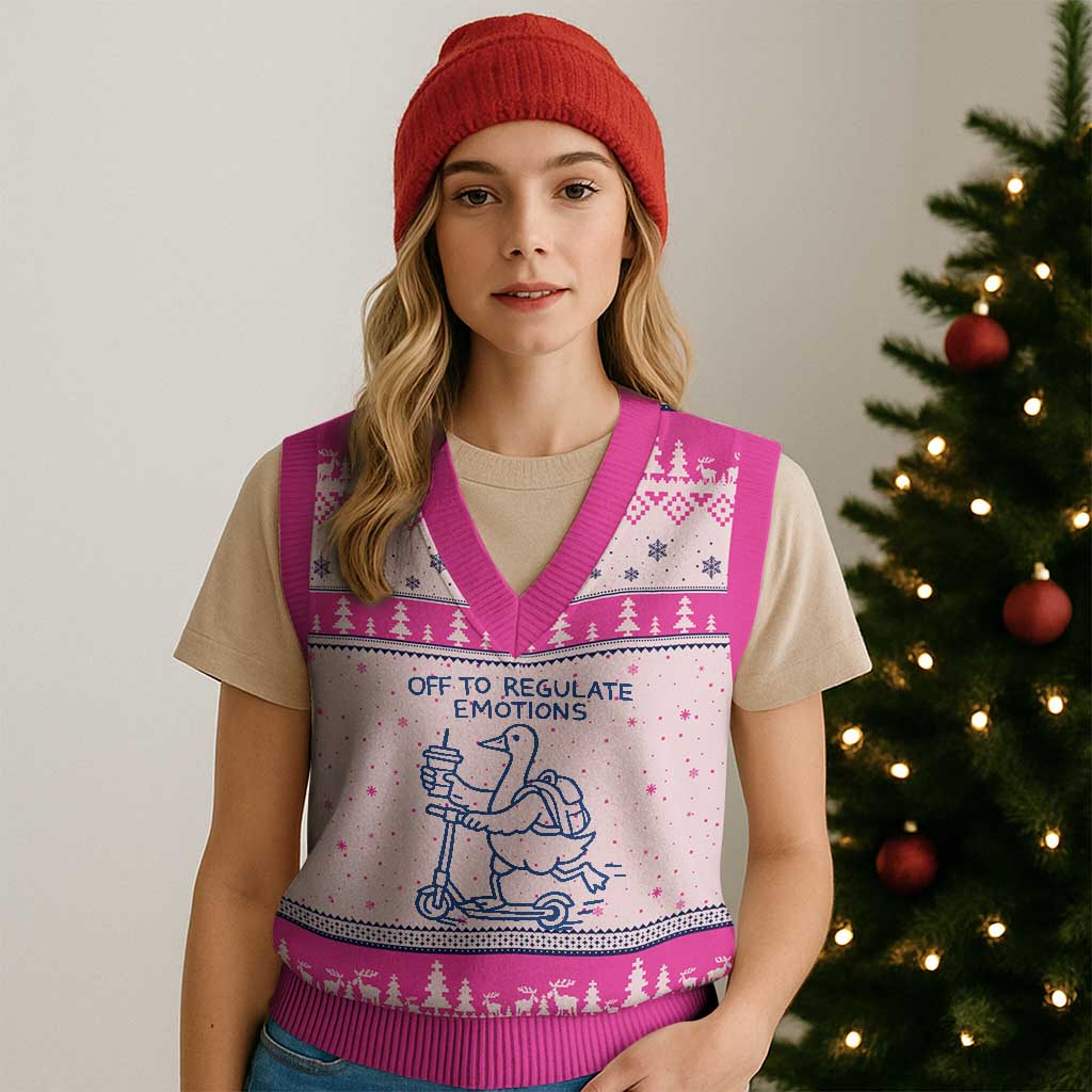 Funny Goose Psychologist V-Neck Knit Sweater Vest Off To Regulate Emotions Mental Health Counselor