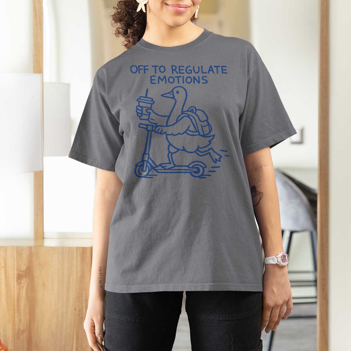 Funny Goose Psychologist T Shirt For Women Off To Regulate Emotions Mental Health Counselor