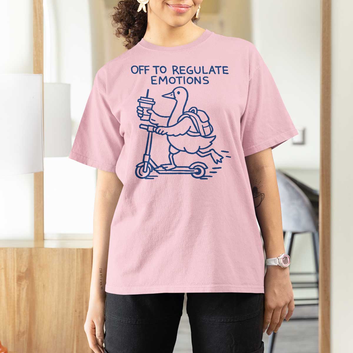 Funny Goose Psychologist T Shirt For Women Off To Regulate Emotions Mental Health Counselor