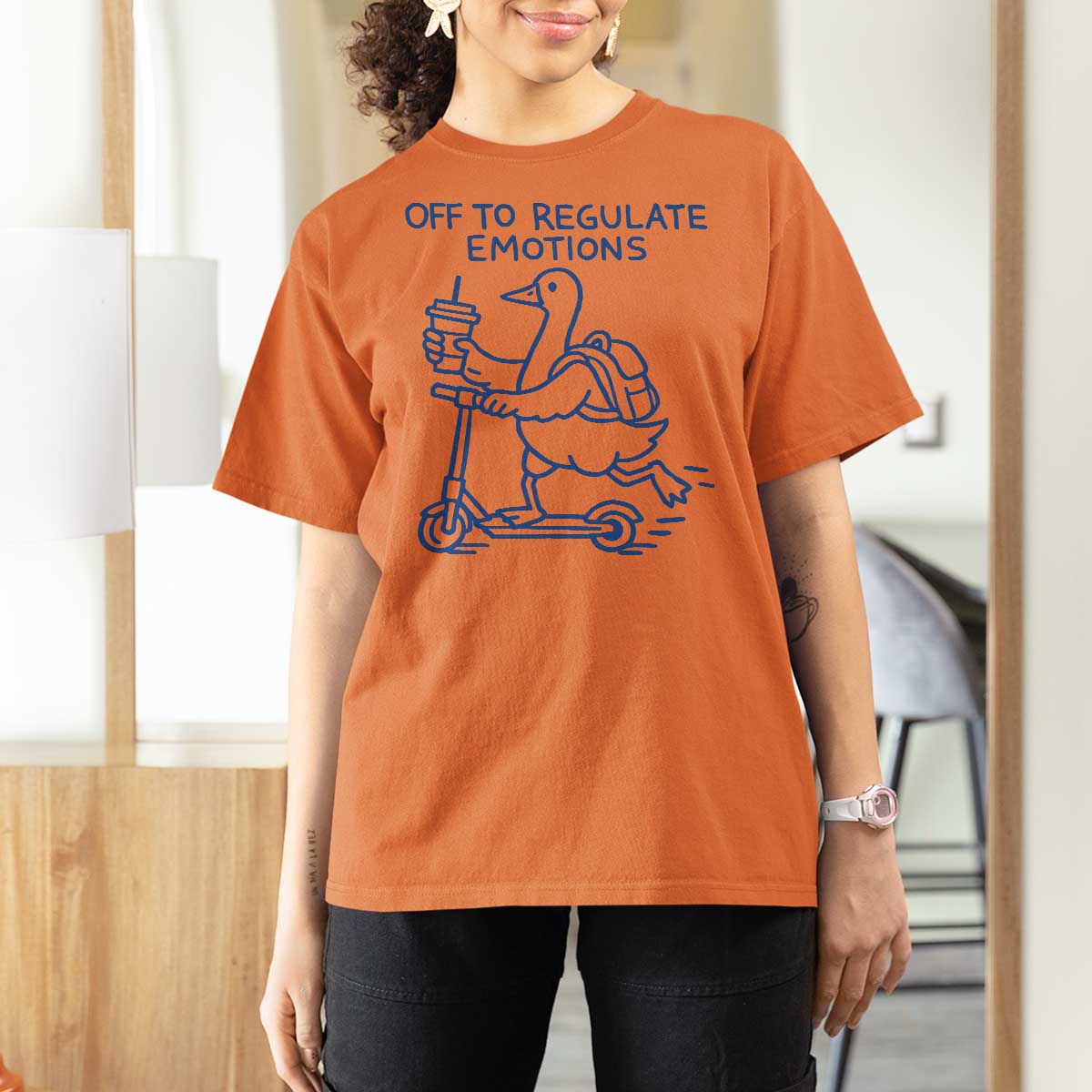Funny Goose Psychologist T Shirt For Women Off To Regulate Emotions Mental Health Counselor
