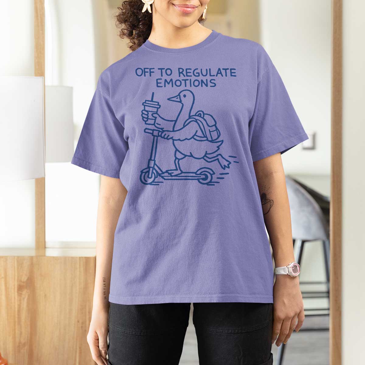 Funny Goose Psychologist T Shirt For Women Off To Regulate Emotions Mental Health Counselor