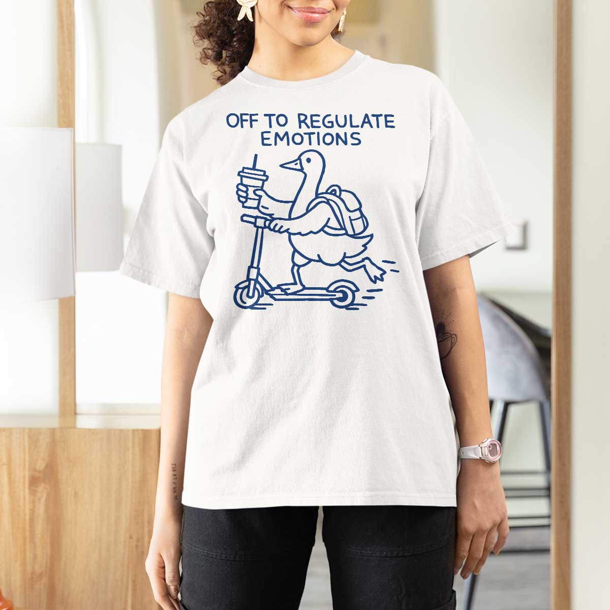 Funny Goose Psychologist T Shirt For Women Off To Regulate Emotions Mental Health Counselor