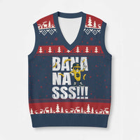 Banana Lovers V-Neck Knit Sweater Vest Funny Bananas Vintage Style
