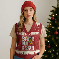 Banana Lovers V-Neck Knit Sweater Vest Funny Bananas Vintage Style