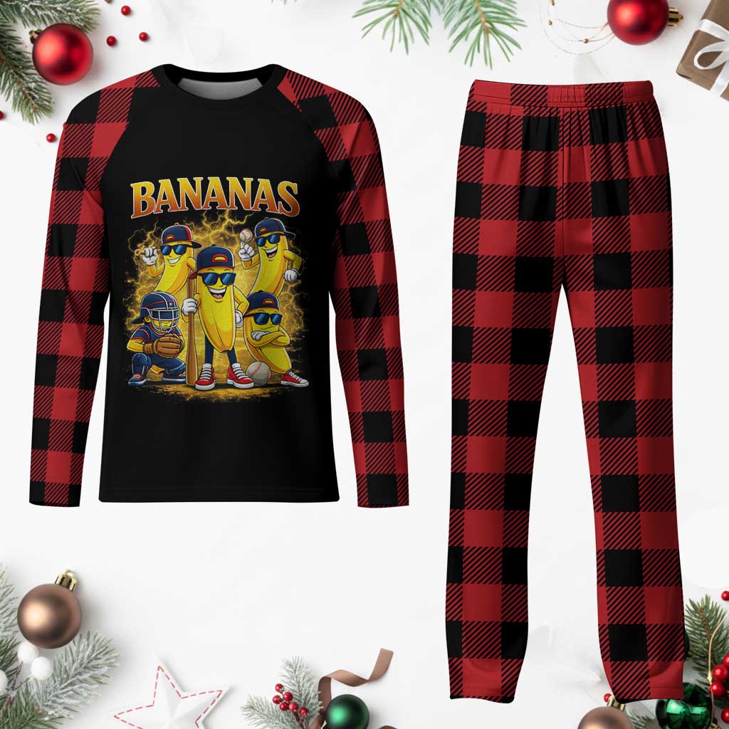 Funny Bananas Plaid Pajama Set Lets Go Banana Cute Banana Lovers Bootleg