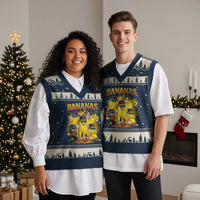 Funny Bananas V-Neck Knit Sweater Vest Lets Go Banana Cute Banana Lovers Bootleg