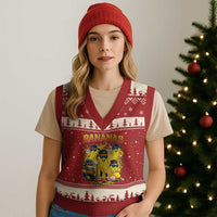 Funny Bananas V-Neck Knit Sweater Vest Lets Go Banana Cute Banana Lovers Bootleg