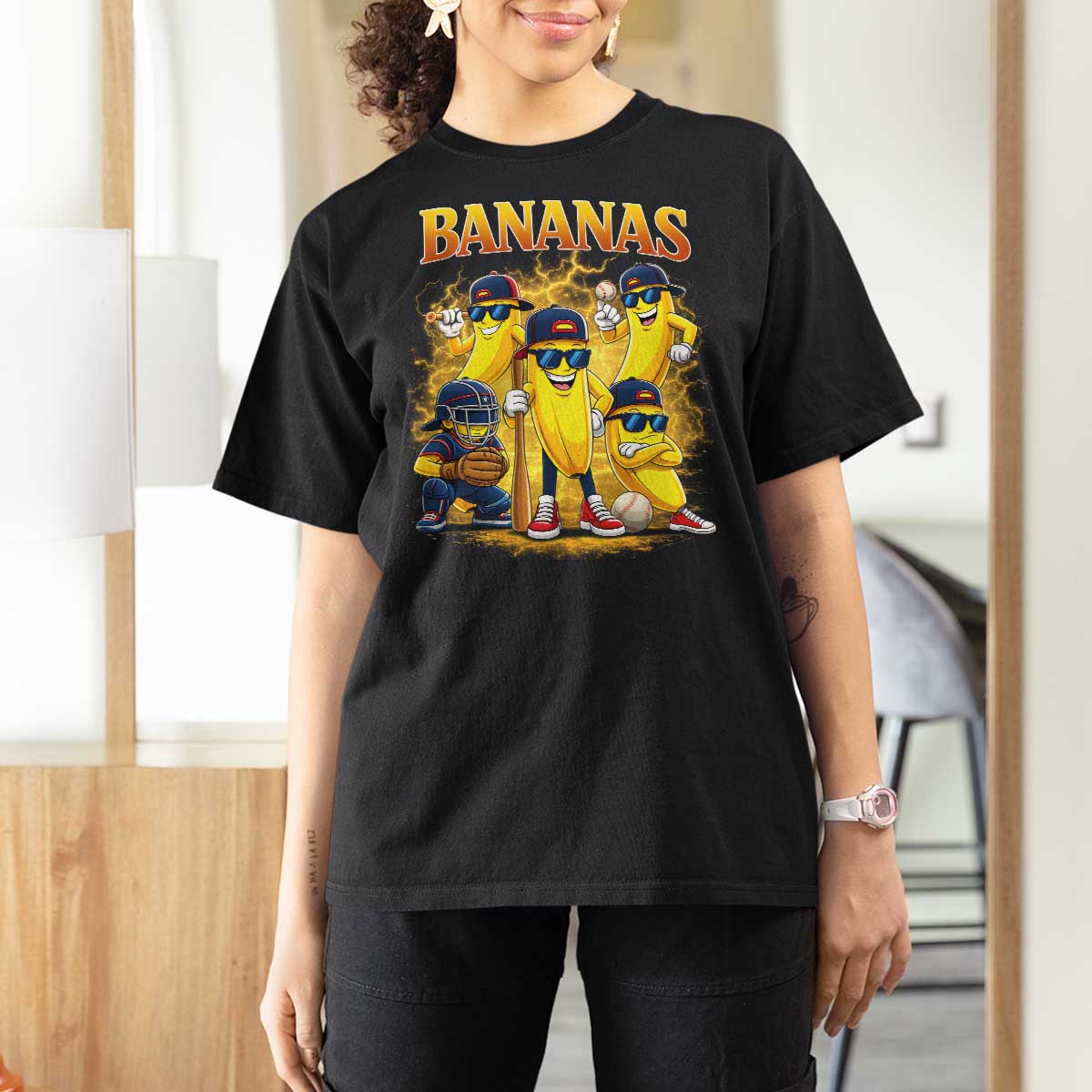 Funny Bananas T Shirt For Women Lets Go Banana Cute Banana Lovers Bootleg