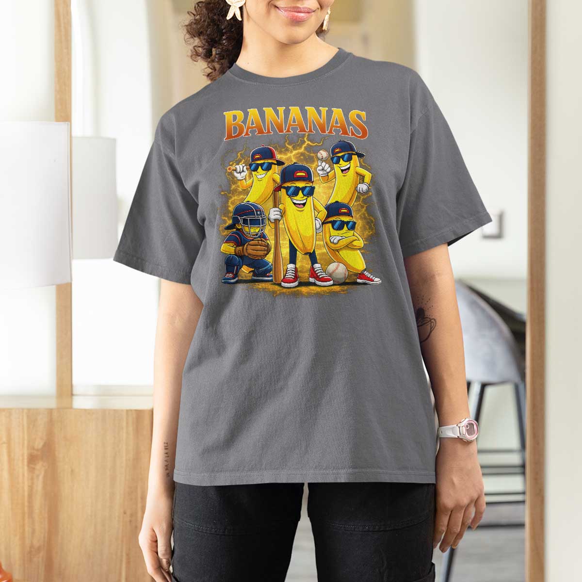 Funny Bananas T Shirt For Women Lets Go Banana Cute Banana Lovers Bootleg