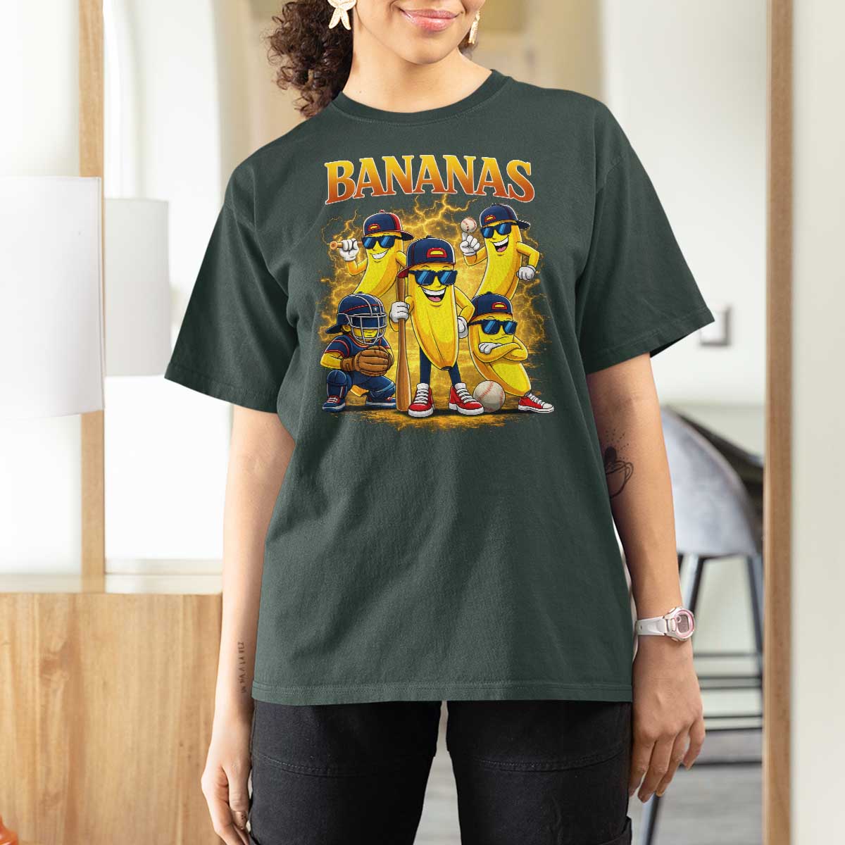 Funny Bananas T Shirt For Women Lets Go Banana Cute Banana Lovers Bootleg