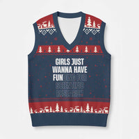 PHD Graduation V-Neck Knit Sweater Vest Girls Just Wanna Have Funding For Scientific Research - Wonder Print Shop