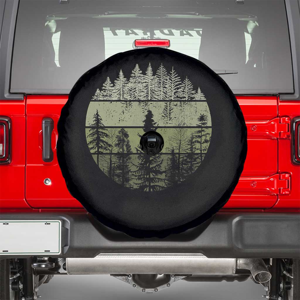 Retro Forest Trees Outdoors Nature Spare Tire Cover Vintage Wildlife - Wonder Print Shop
