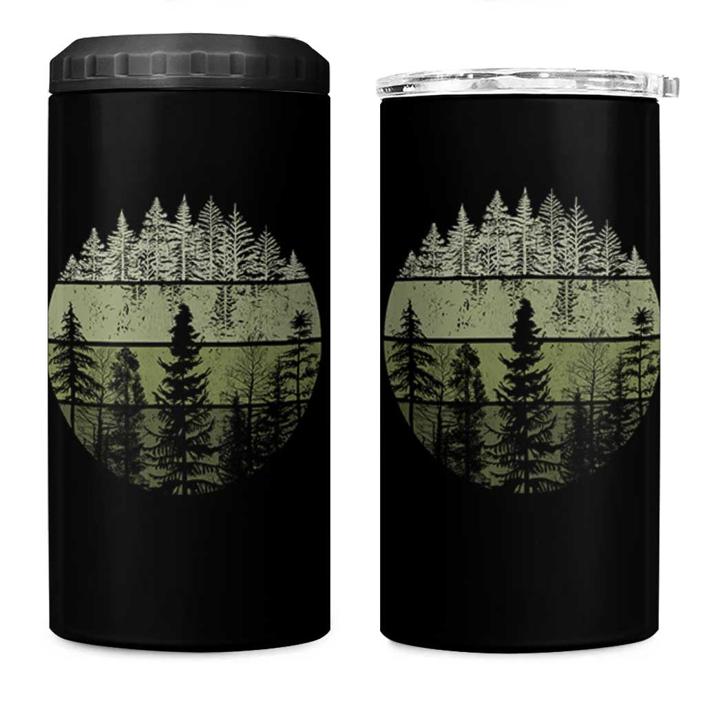 Retro Forest Trees Outdoors Nature 4 in 1 Can Cooler Tumbler Vintage Wildlife - Wonder Print Shop