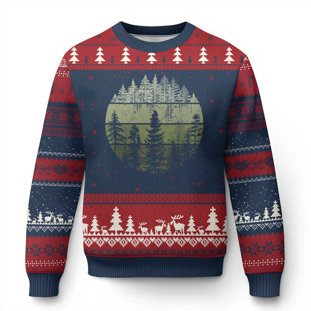 Retro Forest Trees Outdoors Nature Ugly Christmas Sweater Vintage Wildlife - Wonder Print Shop