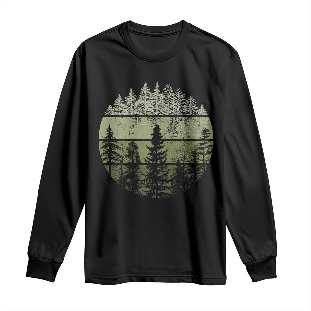 Retro Forest Trees Outdoors Nature Long Sleeve Shirt Vintage Wildlife - Wonder Print Shop