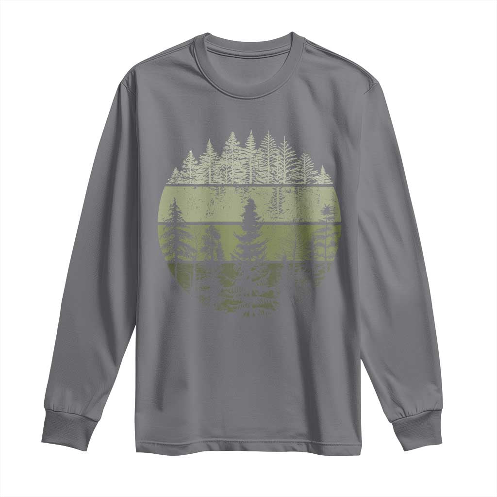 Retro Forest Trees Outdoors Nature Long Sleeve Shirt Vintage Wildlife - Wonder Print Shop