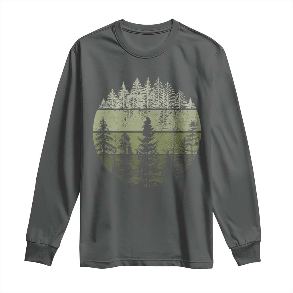 Retro Forest Trees Outdoors Nature Long Sleeve Shirt Vintage Wildlife - Wonder Print Shop