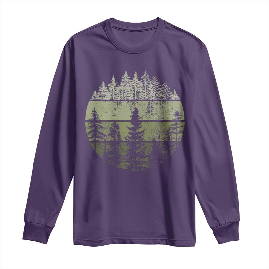 Retro Forest Trees Outdoors Nature Long Sleeve Shirt Vintage Wildlife - Wonder Print Shop