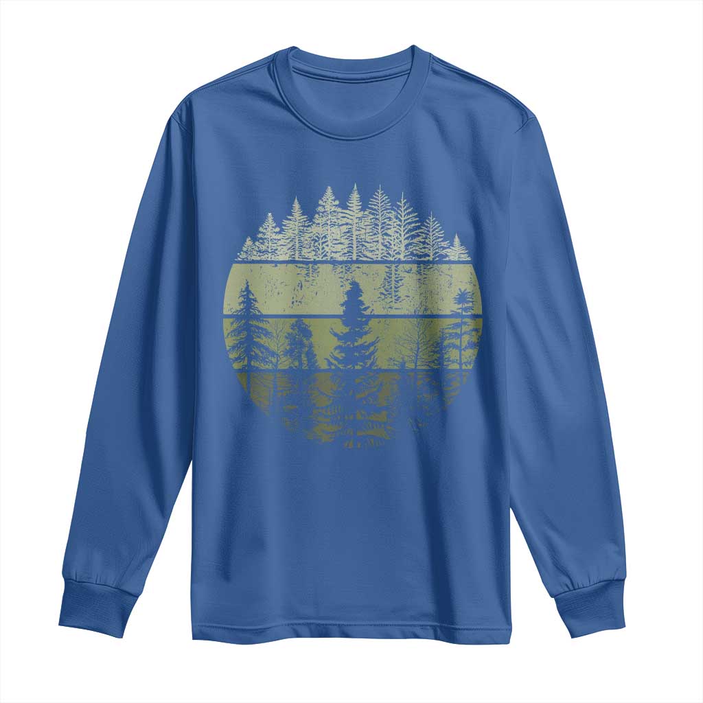 Retro Forest Trees Outdoors Nature Long Sleeve Shirt Vintage Wildlife - Wonder Print Shop