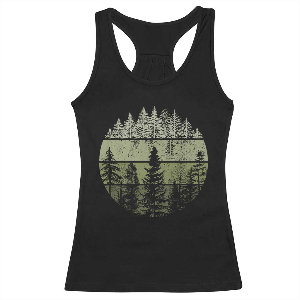 Retro Forest Trees Outdoors Nature Racerback Tank Top Vintage Wildlife - Wonder Print Shop