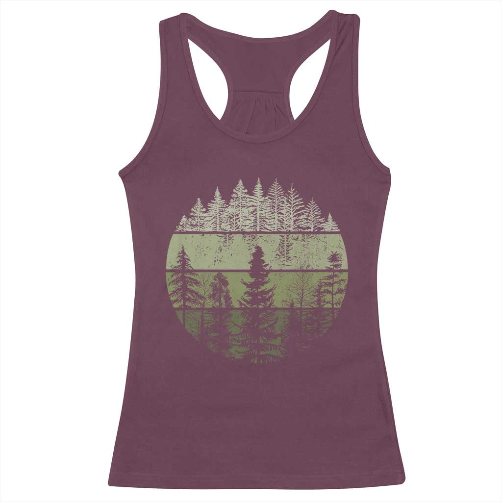 Retro Forest Trees Outdoors Nature Racerback Tank Top Vintage Wildlife - Wonder Print Shop
