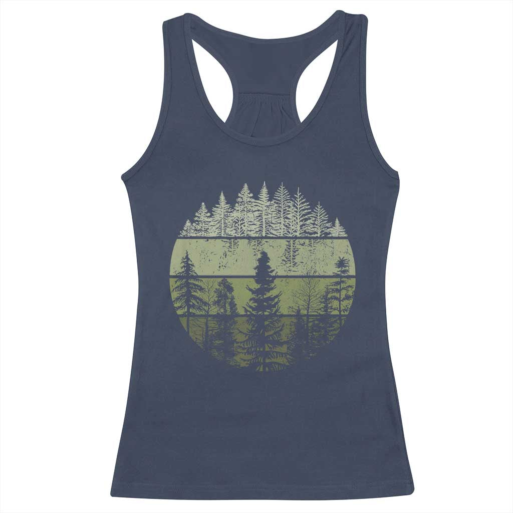 Retro Forest Trees Outdoors Nature Racerback Tank Top Vintage Wildlife - Wonder Print Shop