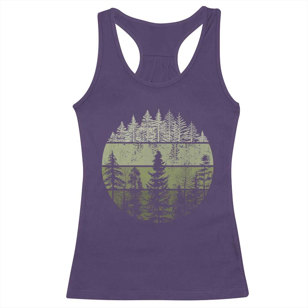 Retro Forest Trees Outdoors Nature Racerback Tank Top Vintage Wildlife - Wonder Print Shop