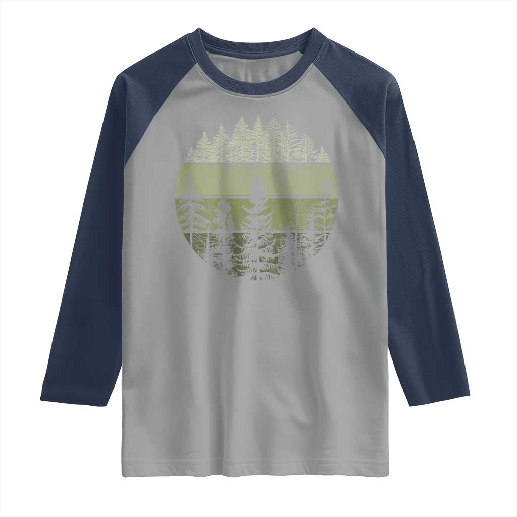 Retro Forest Trees Outdoors Nature Raglan Shirt Vintage Wildlife - Wonder Print Shop