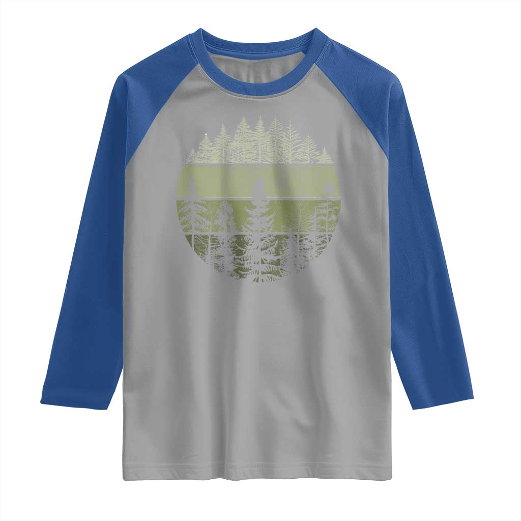 Retro Forest Trees Outdoors Nature Raglan Shirt Vintage Wildlife - Wonder Print Shop