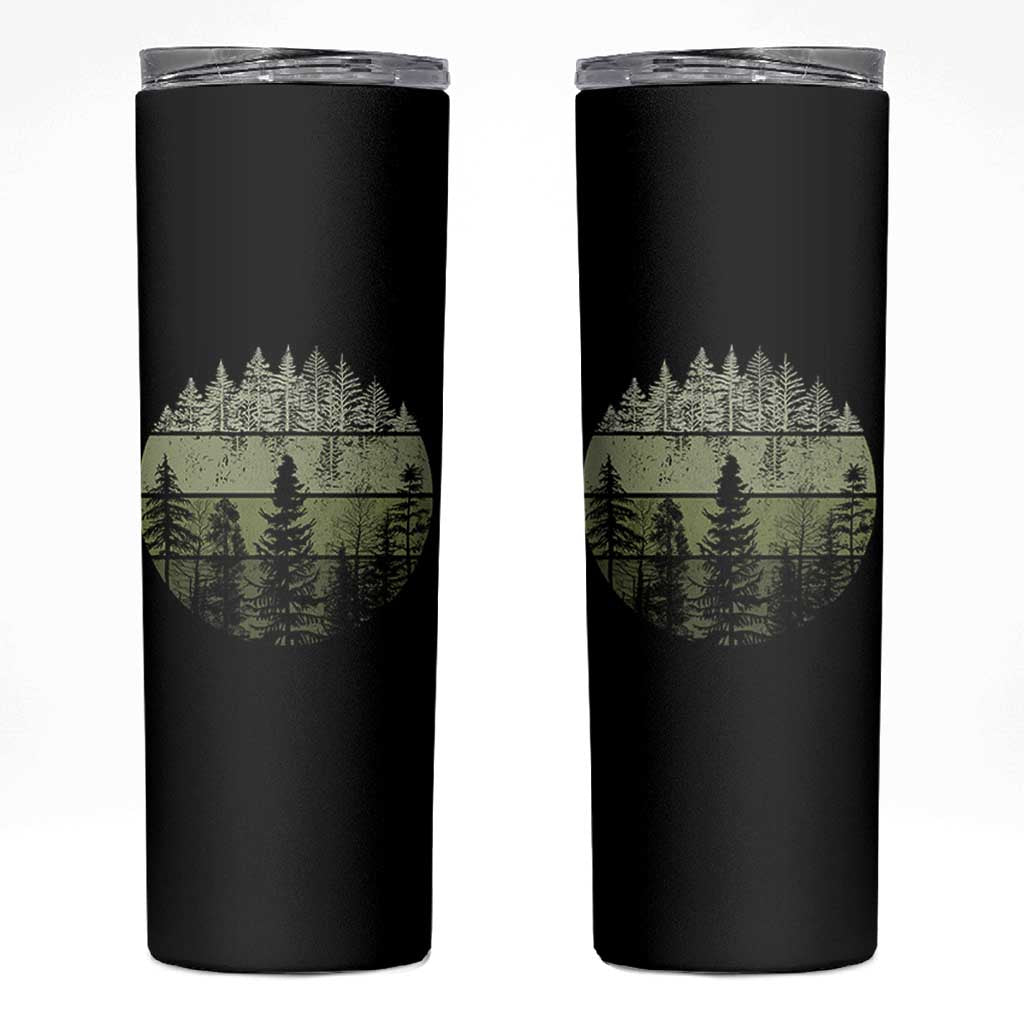 Retro Forest Trees Outdoors Nature Skinny Tumbler Vintage Wildlife - Wonder Print Shop