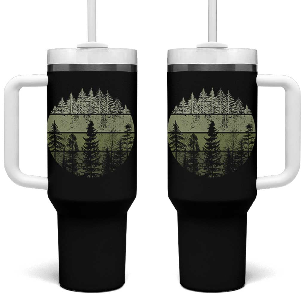 Retro Forest Trees Outdoors Nature Tumbler With Handle Vintage Wildlife - Wonder Print Shop