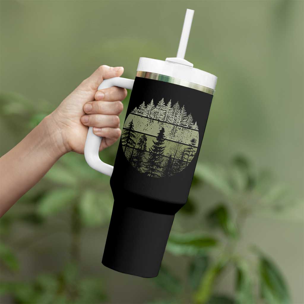 Retro Forest Trees Outdoors Nature Tumbler With Handle Vintage Wildlife - Wonder Print Shop