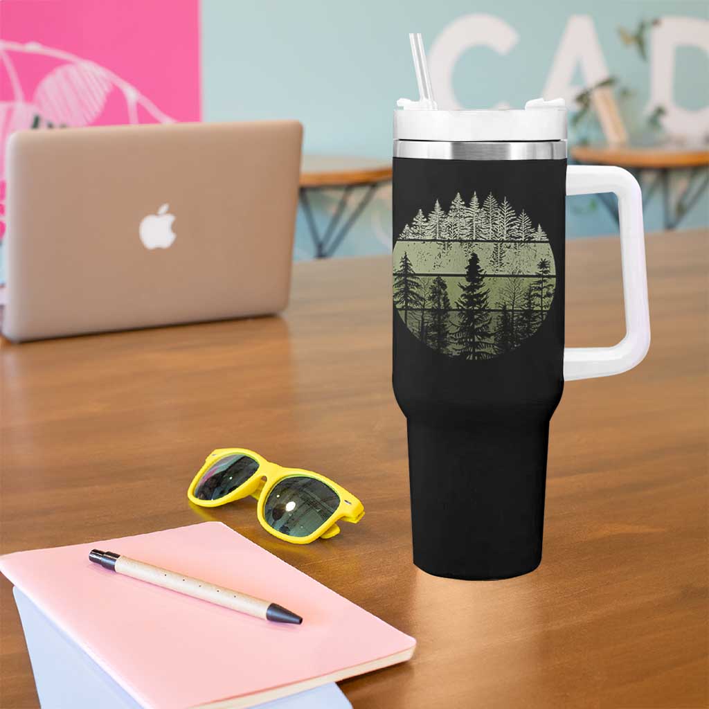 Retro Forest Trees Outdoors Nature Tumbler With Handle Vintage Wildlife - Wonder Print Shop