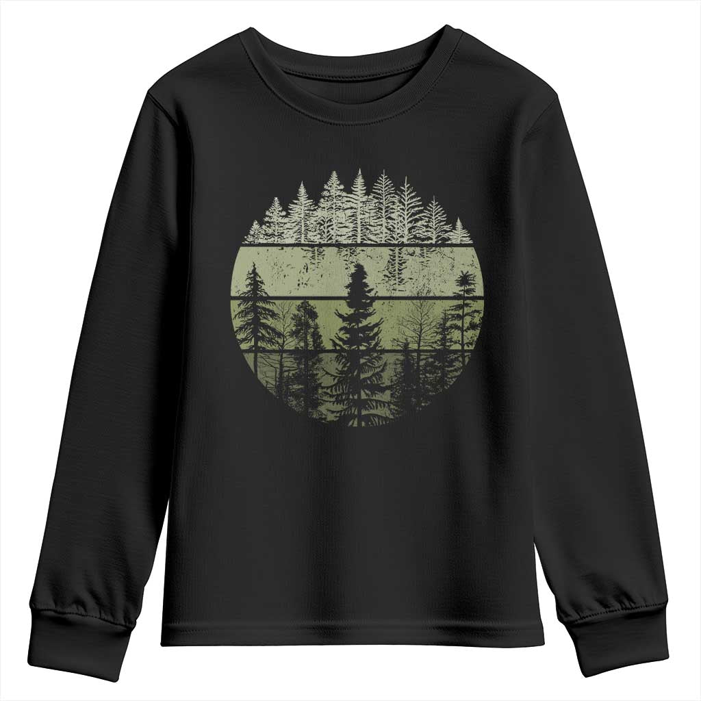 Retro Forest Trees Outdoors Nature Youth Sweatshirt Vintage Wildlife - Wonder Print Shop
