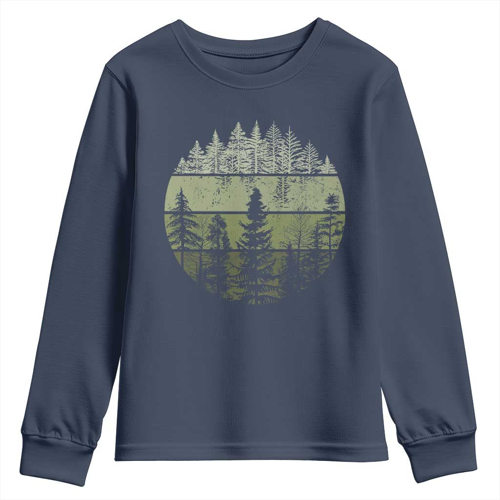 Retro Forest Trees Outdoors Nature Youth Sweatshirt Vintage Wildlife - Wonder Print Shop