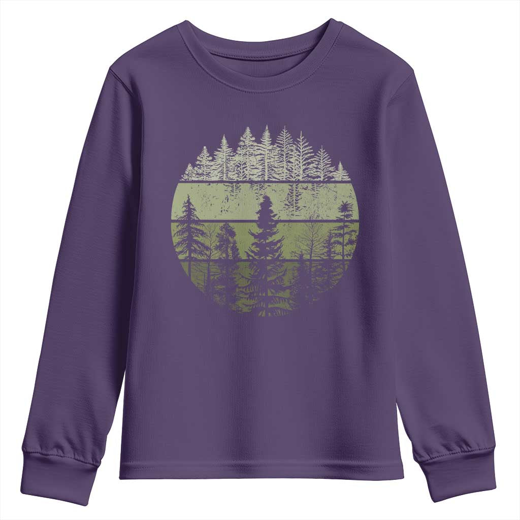 Retro Forest Trees Outdoors Nature Youth Sweatshirt Vintage Wildlife - Wonder Print Shop