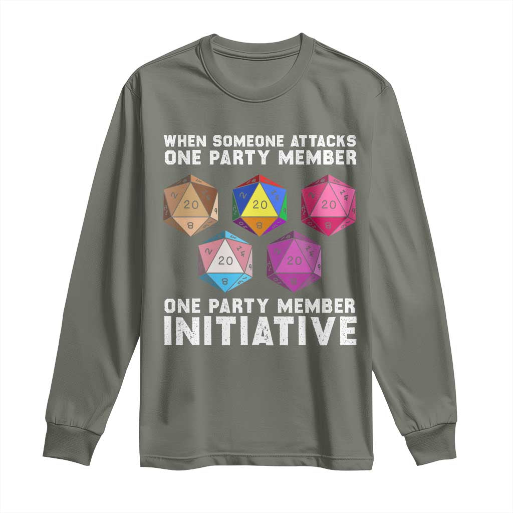 When Someone Attacks One Party Member D20 Dice LGBTQ Ally Long Sleeve Shirt - Wonder Print Shop