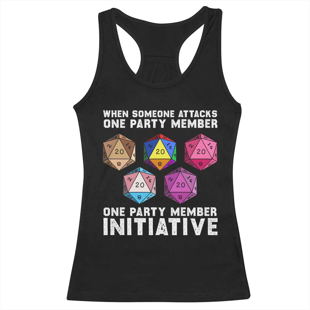 When Someone Attacks One Party Member D20 Dice LGBTQ Ally Racerback Tank Top - Wonder Print Shop