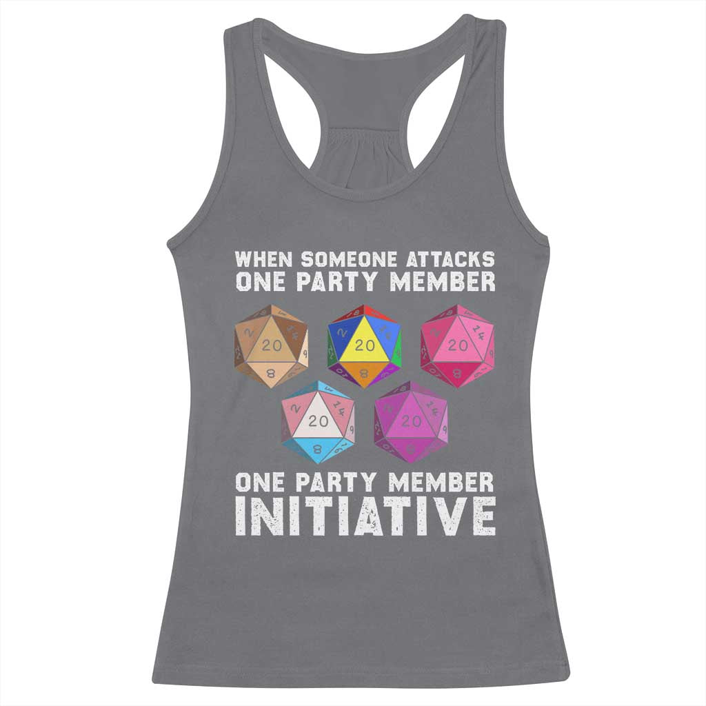 When Someone Attacks One Party Member D20 Dice LGBTQ Ally Racerback Tank Top - Wonder Print Shop