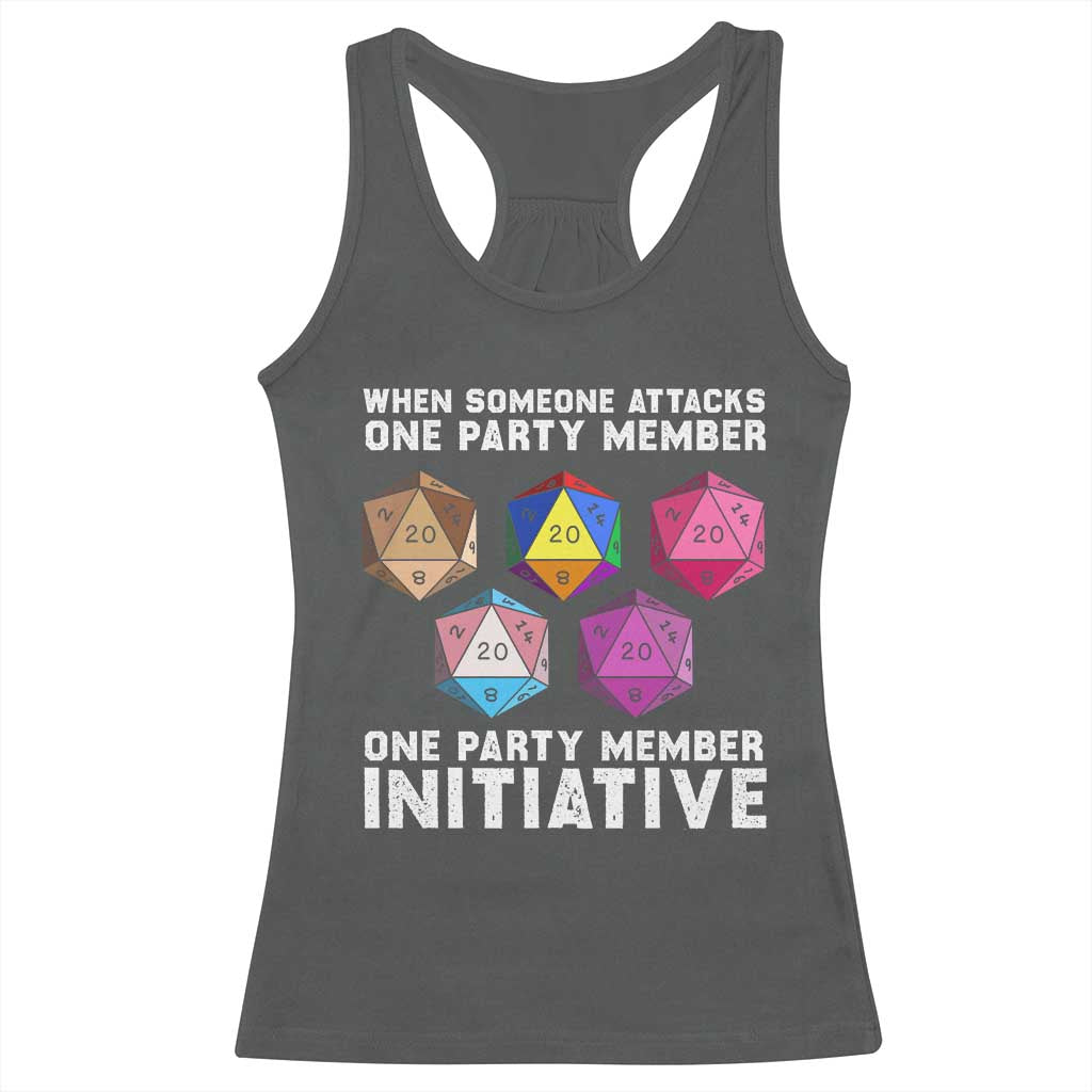 When Someone Attacks One Party Member D20 Dice LGBTQ Ally Racerback Tank Top - Wonder Print Shop