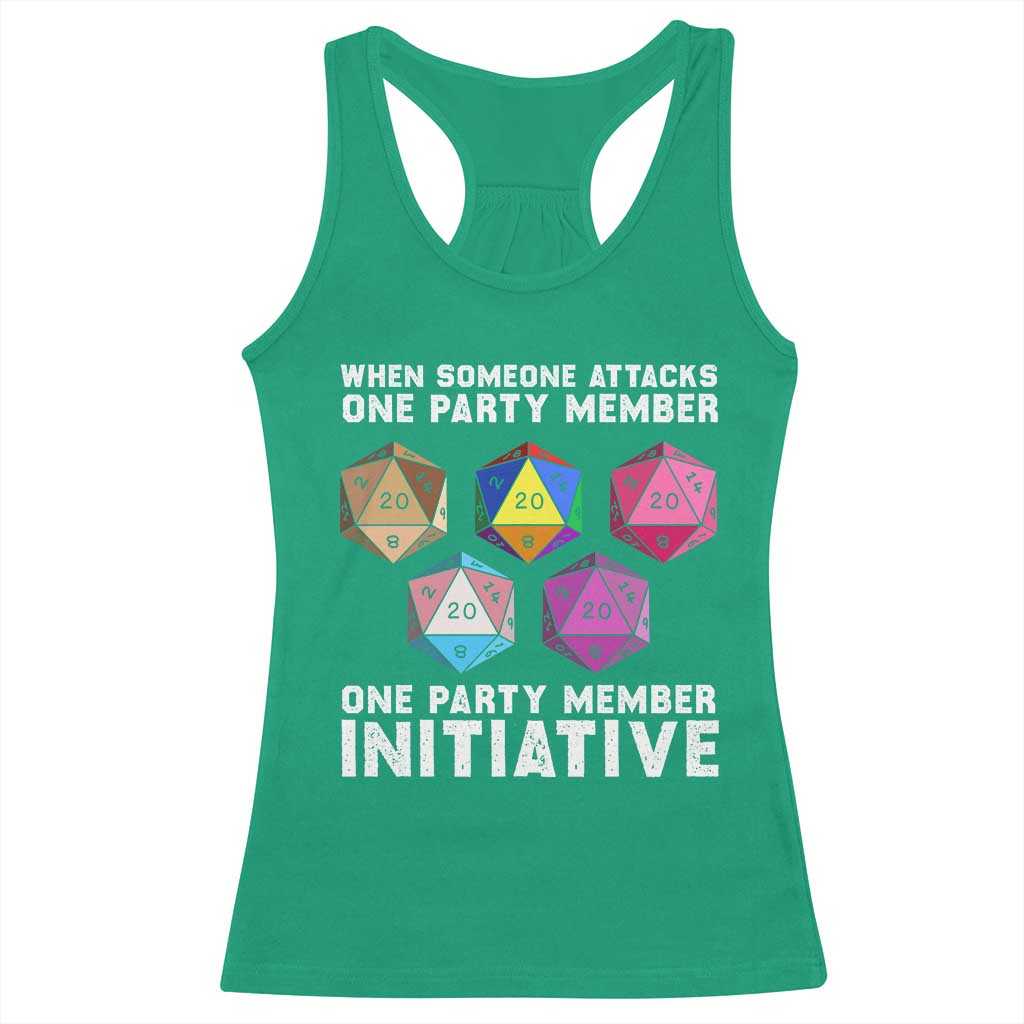 When Someone Attacks One Party Member D20 Dice LGBTQ Ally Racerback Tank Top - Wonder Print Shop