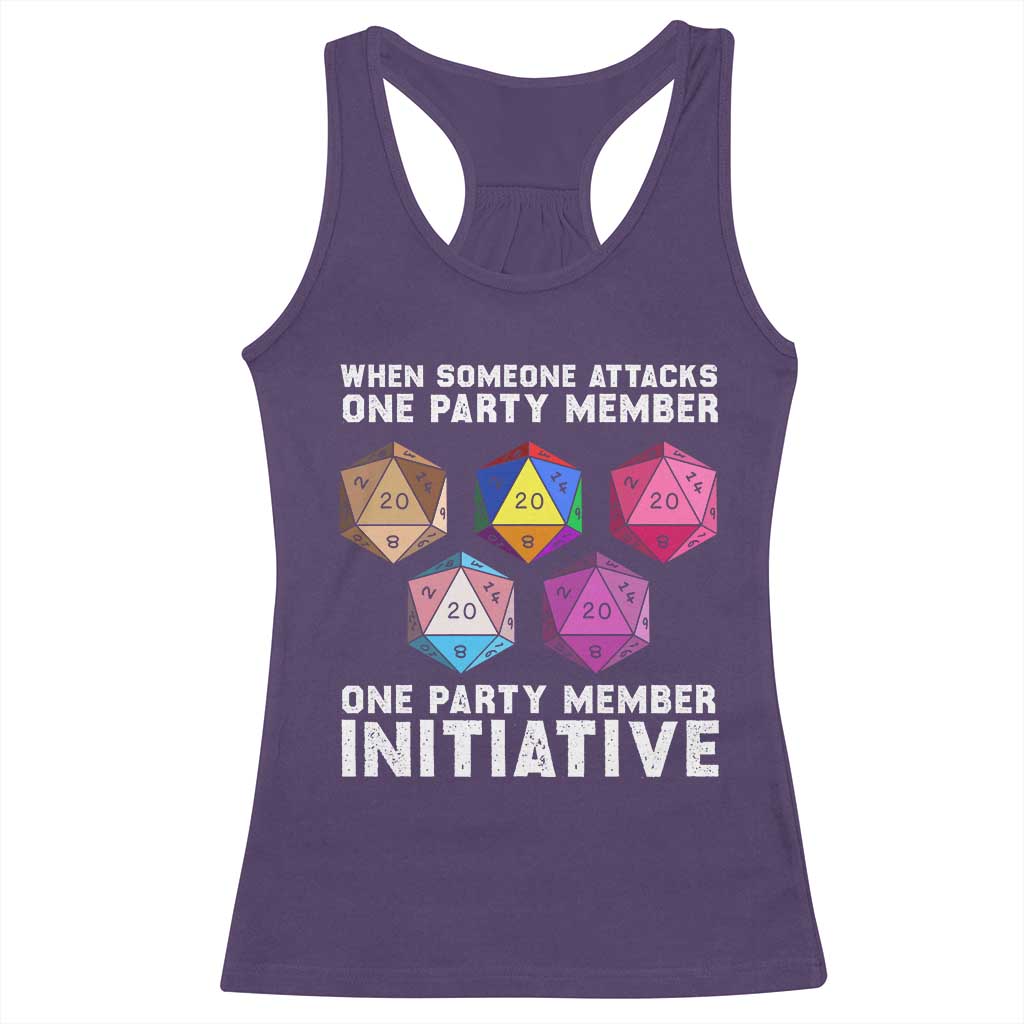 When Someone Attacks One Party Member D20 Dice LGBTQ Ally Racerback Tank Top - Wonder Print Shop