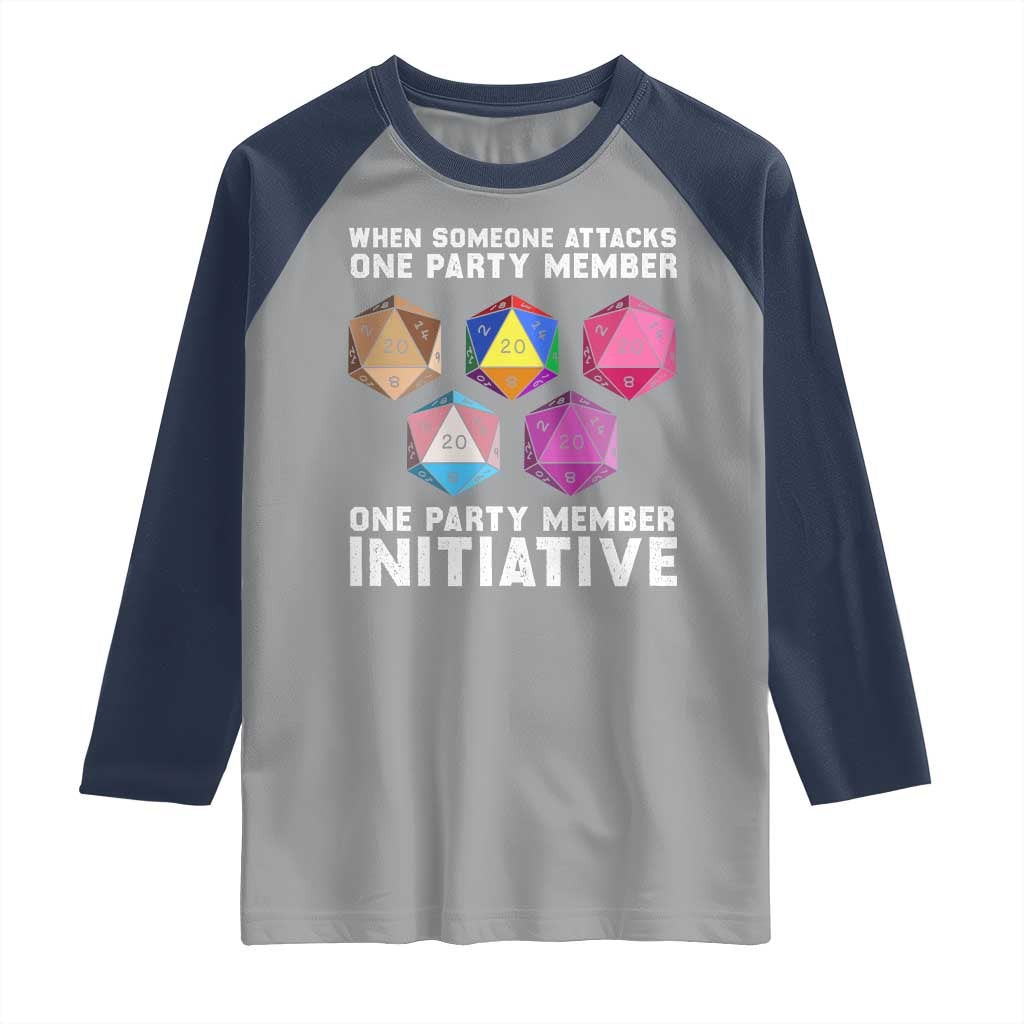 When Someone Attacks One Party Member D20 Dice LGBTQ Ally Raglan Shirt - Wonder Print Shop