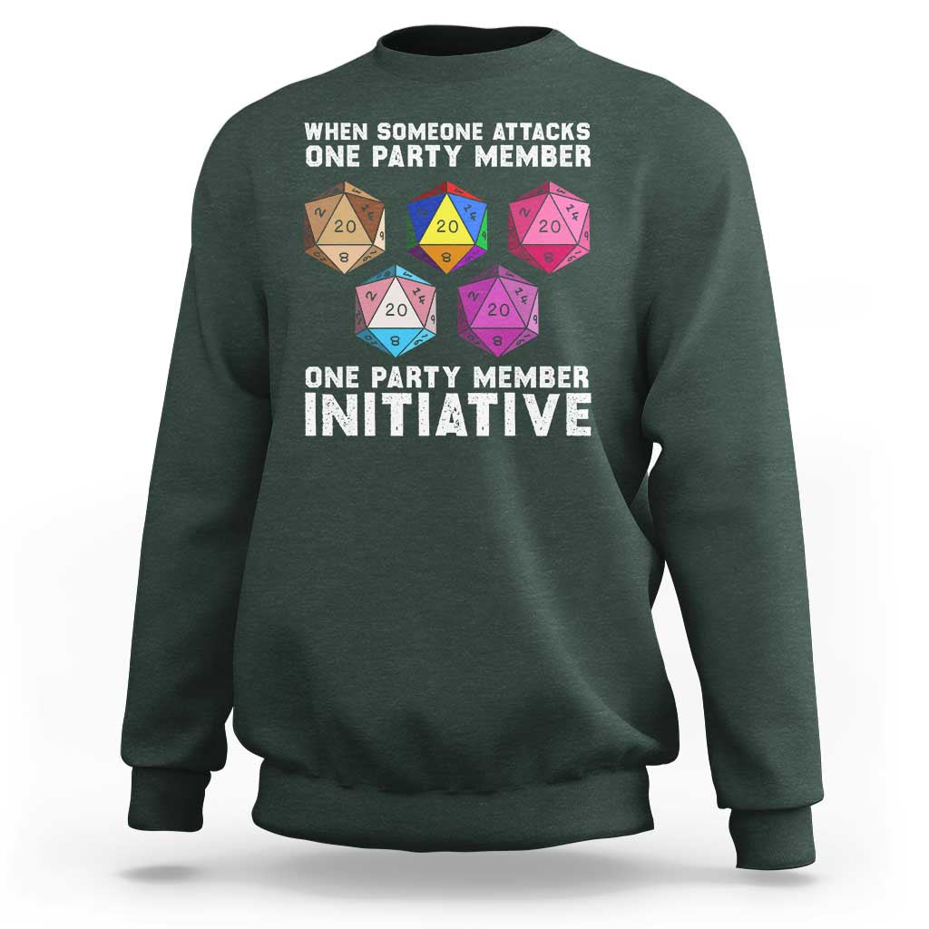 When Someone Attacks One Party Member D20 Dice LGBTQ Ally Sweatshirt - Wonder Print Shop