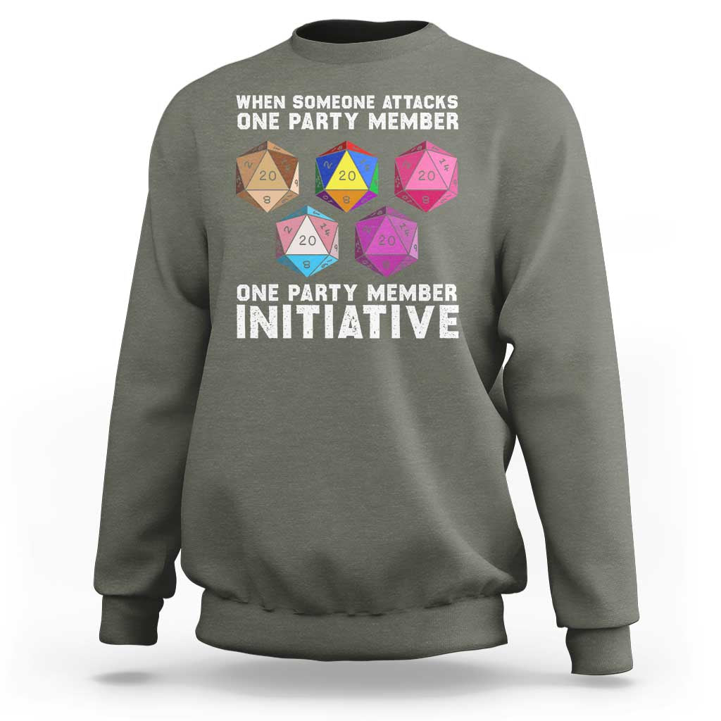 When Someone Attacks One Party Member D20 Dice LGBTQ Ally Sweatshirt - Wonder Print Shop