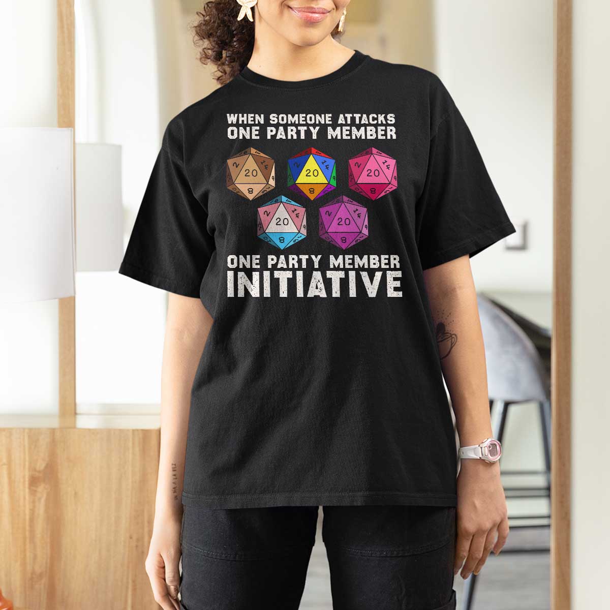 When Someone Attacks One Party Member D20 Dice LGBTQ Ally T Shirt For Women - Wonder Print Shop