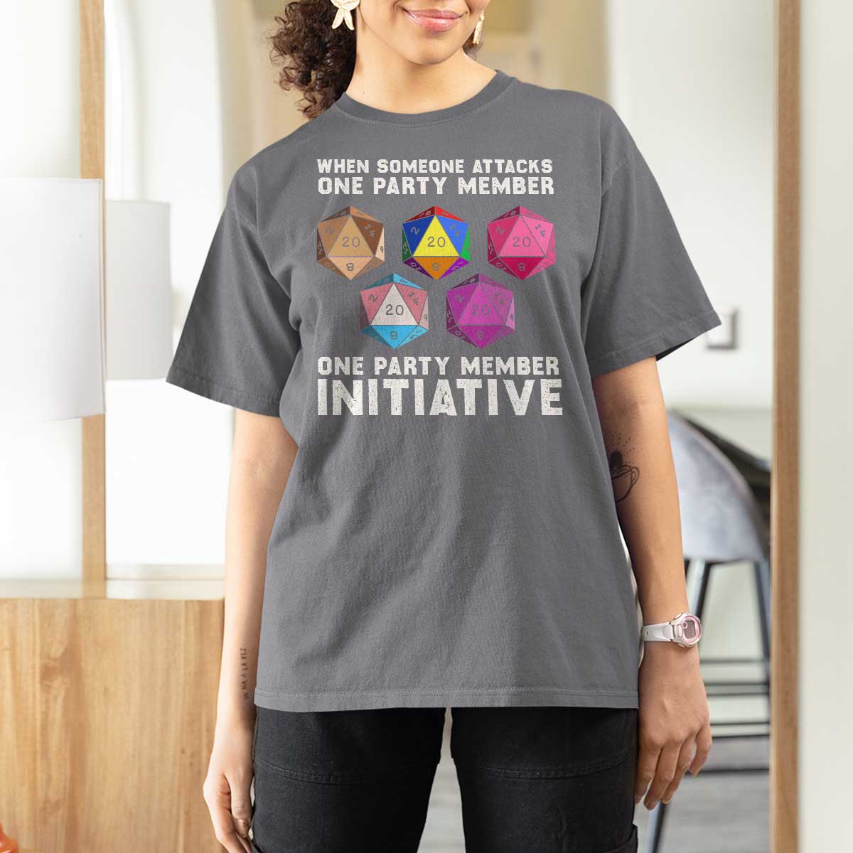 When Someone Attacks One Party Member D20 Dice LGBTQ Ally T Shirt For Women - Wonder Print Shop